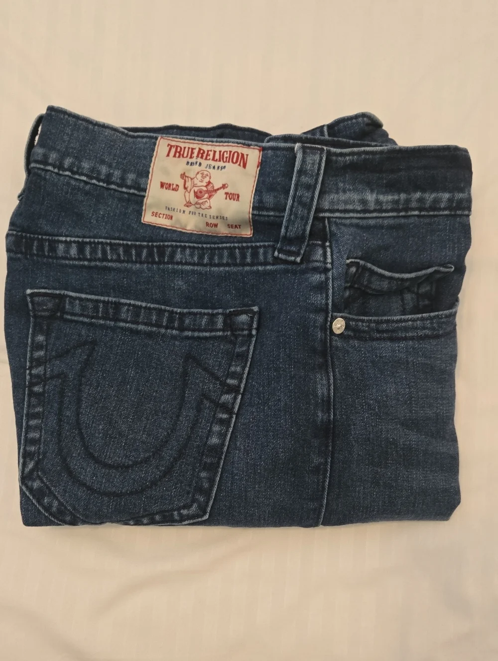 True Religion Indigo Blue Folded Denim Jeans